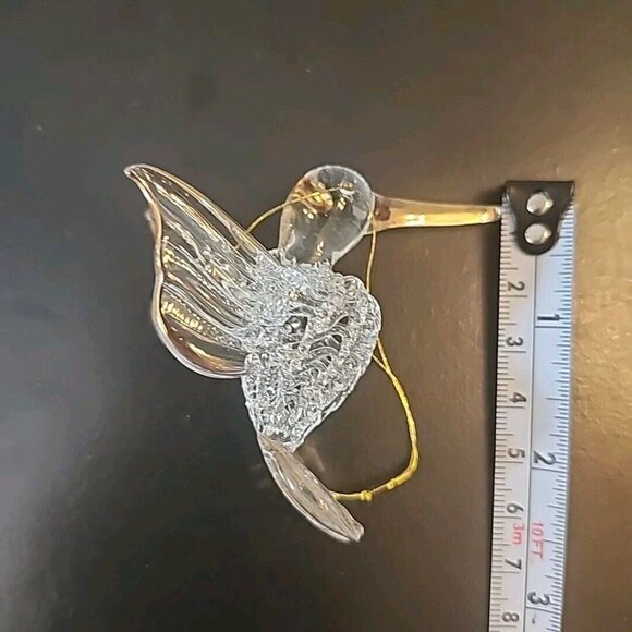 Clear Glass Hand Blown Hummingbird Ornament Gold Trim Vintage - Picture 5 of 6